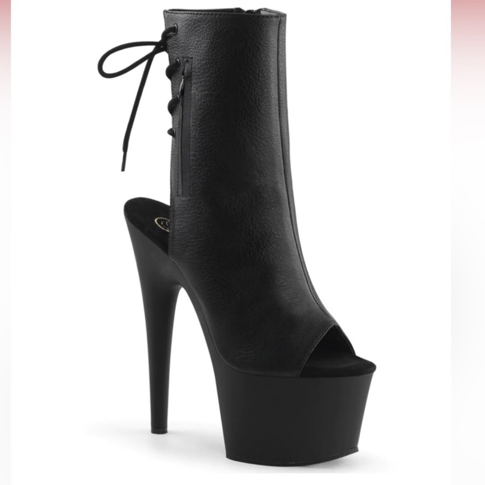 Pleaser boots adore 1018 peep toe lace back 7 in heal NWT